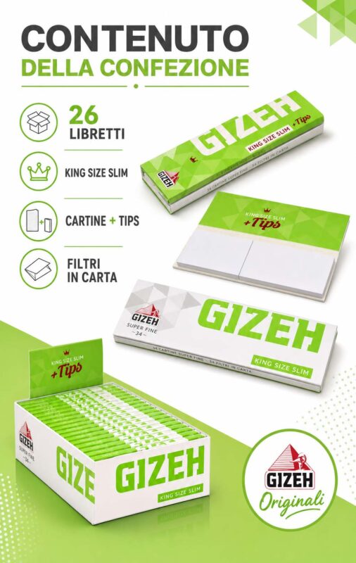 Cartine Gizeh Super Fine Lunghe Filtri in Carta 26 Libretti