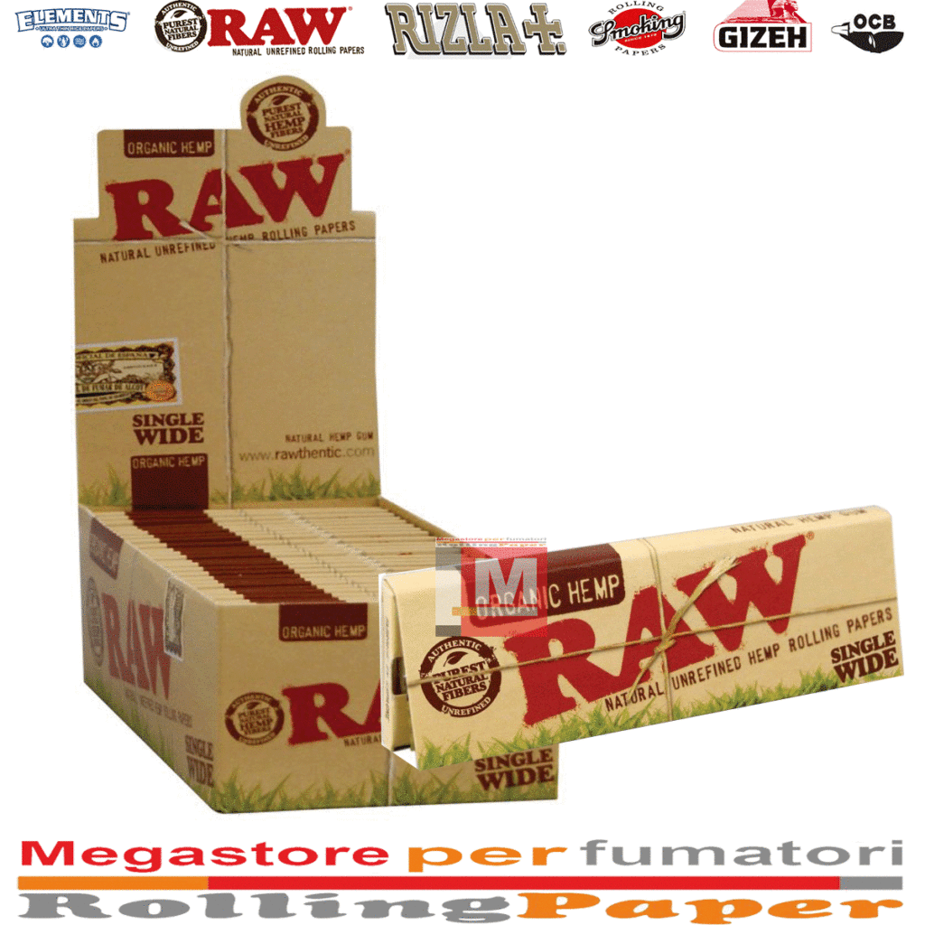 Cartine RAW organic hemp corte wide singole 50 libretti