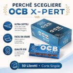 Cartine OCB X-Pert Blu Corte – Singole Blue Ultra Sottili 50 Libretti