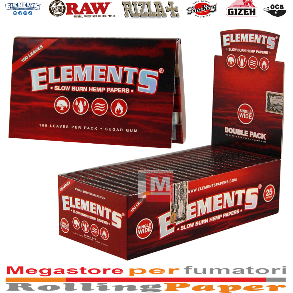 Cartine ELEMENTS Red Doppie Wide In Canapa Corte Double