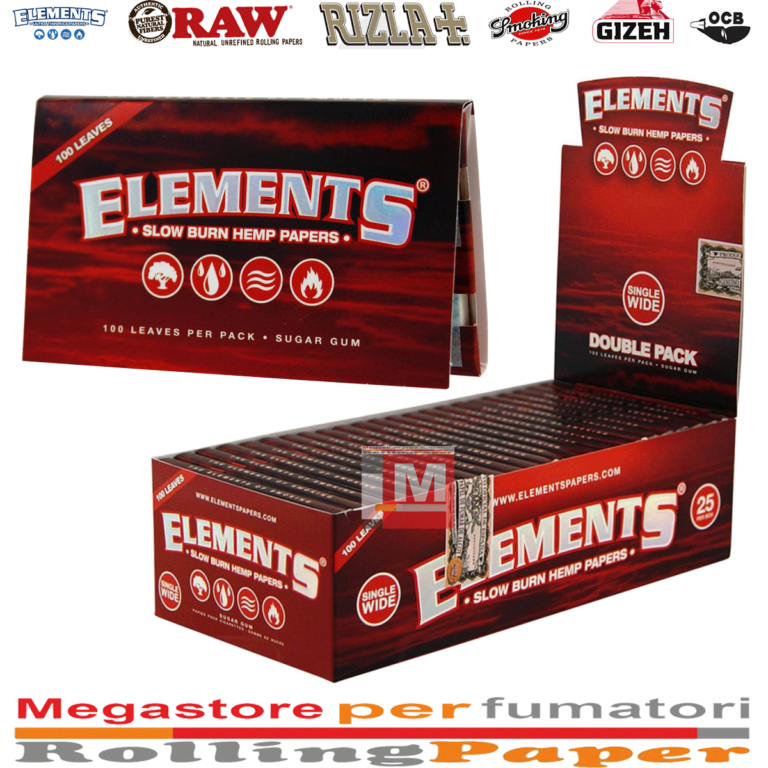 Cartine ELEMENTS Red Doppie Wide In Canapa Corte Double