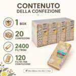 Filtri Rizla Natura Ultra Slim di 5,7mm Ecco - 20 scatole da 120 filtrini
