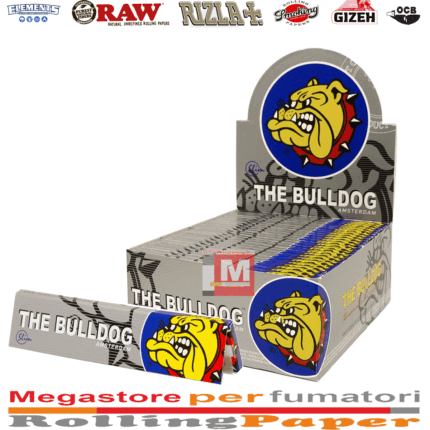 Cartine The Bulldog argento king size slim lunghe silver 50 libretti