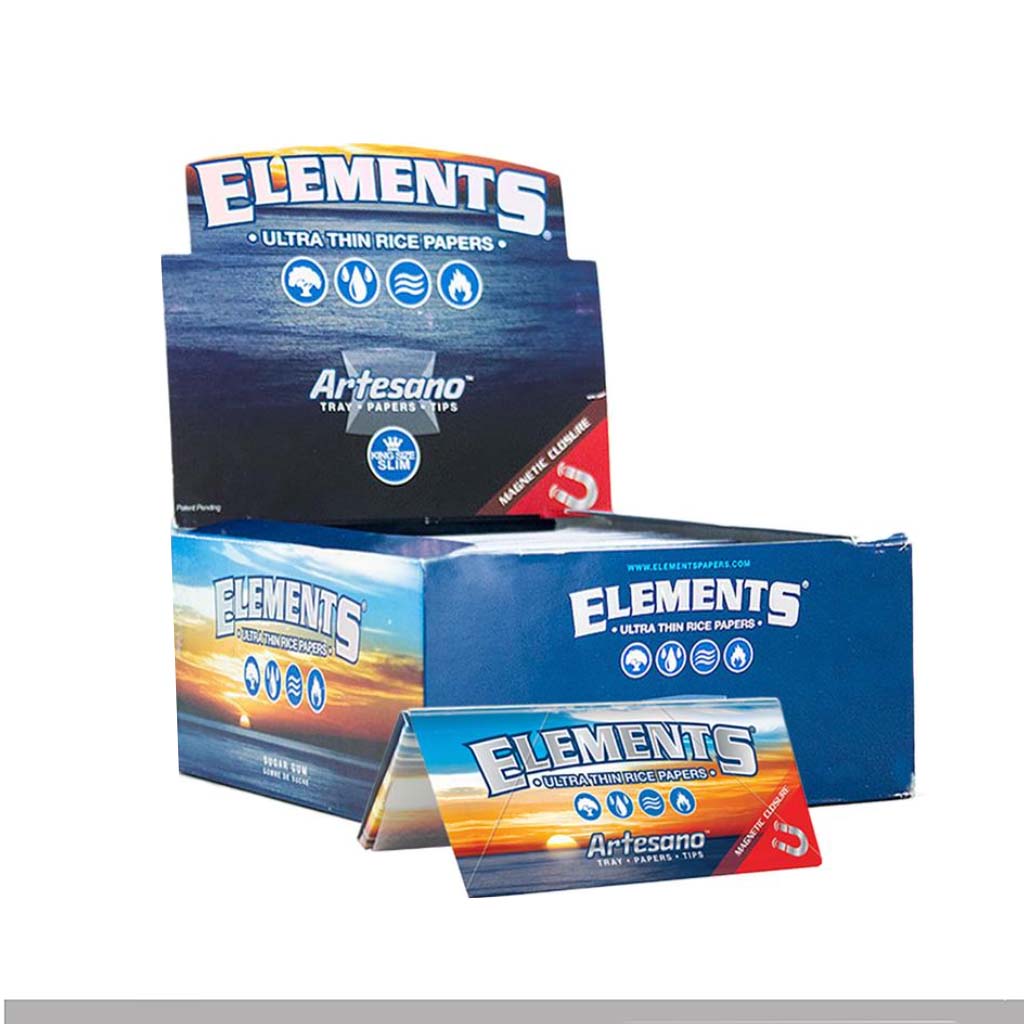 Elements Cartine Artesano King Size Slim Tray Lunghe + Tips – 15 Libretti