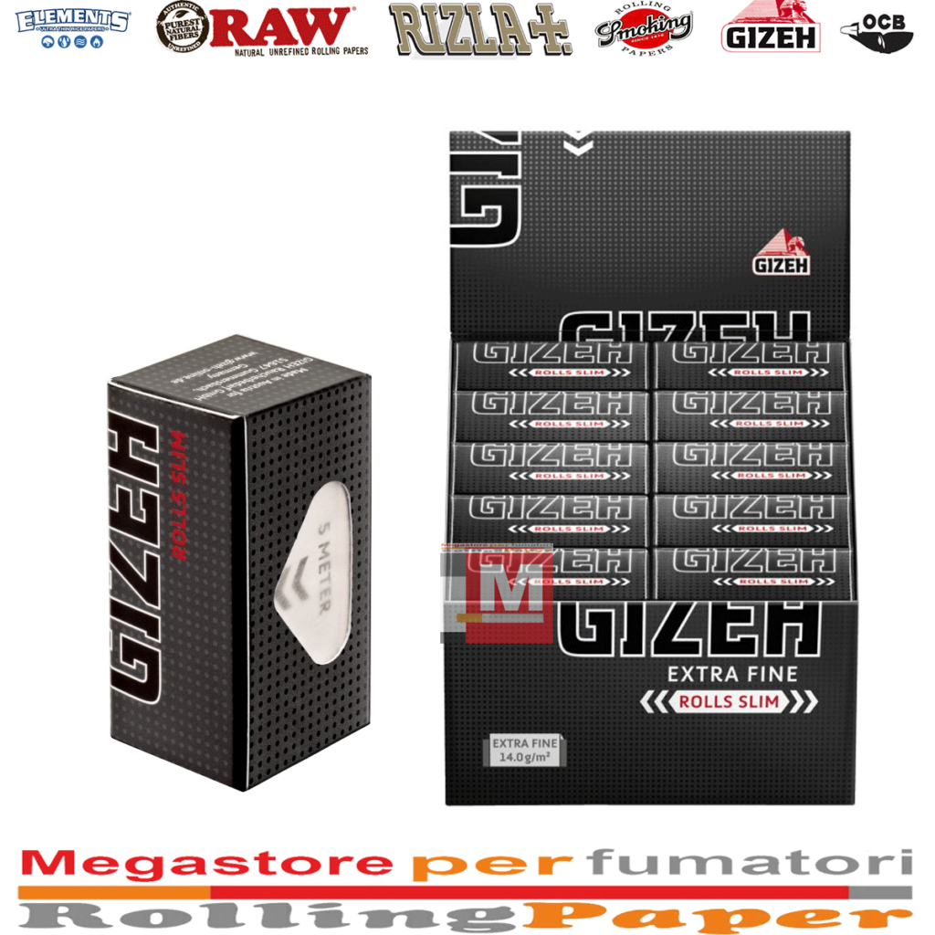 Gizeh Black Extra Fine Rolls Slim Nero Rolls 5 Metri Rullo