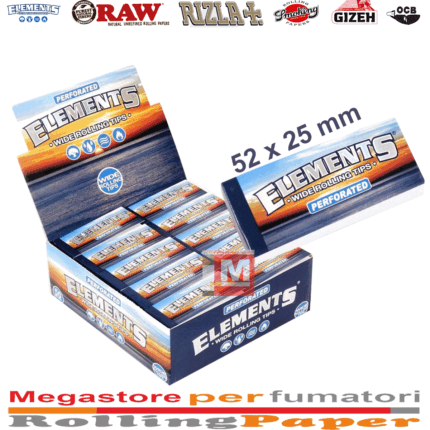 Filtri carta Elements wide tips king size perforated 50 blocchetti