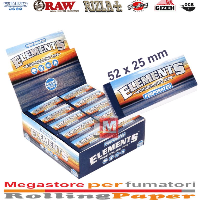 Filtri carta Elements wide tips king size perforated 50 blocchetti