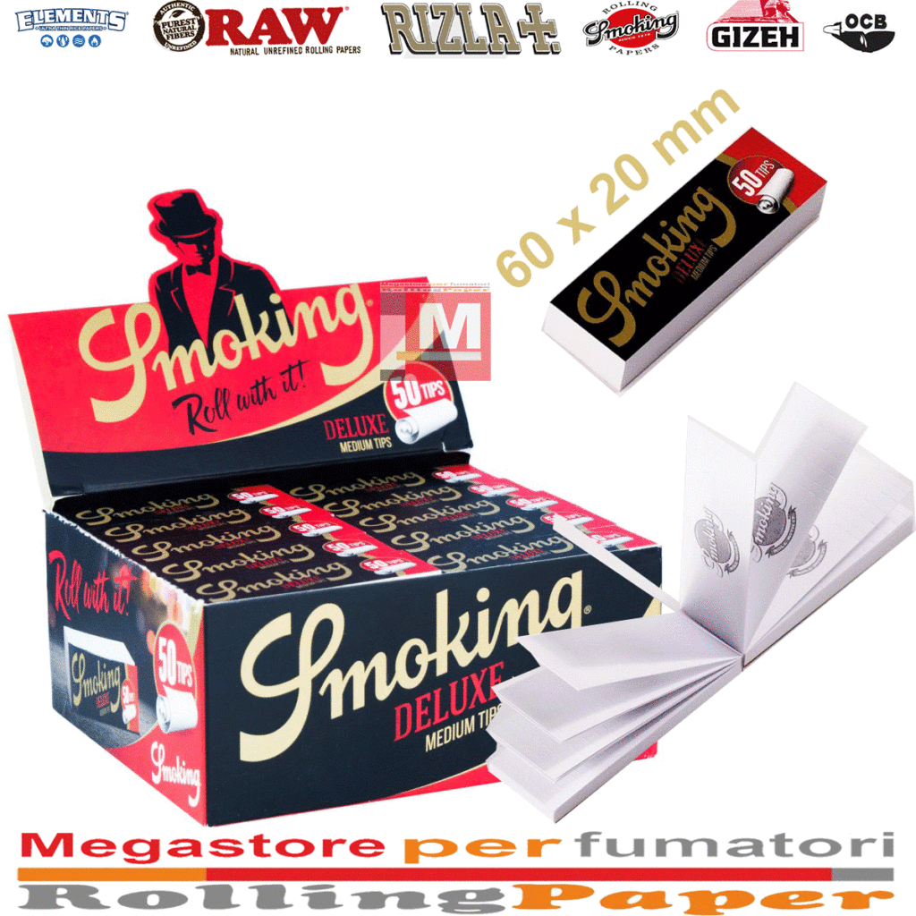 Filtri Smoking Deluxe Slim Tips – 50 Blocchetti Medium