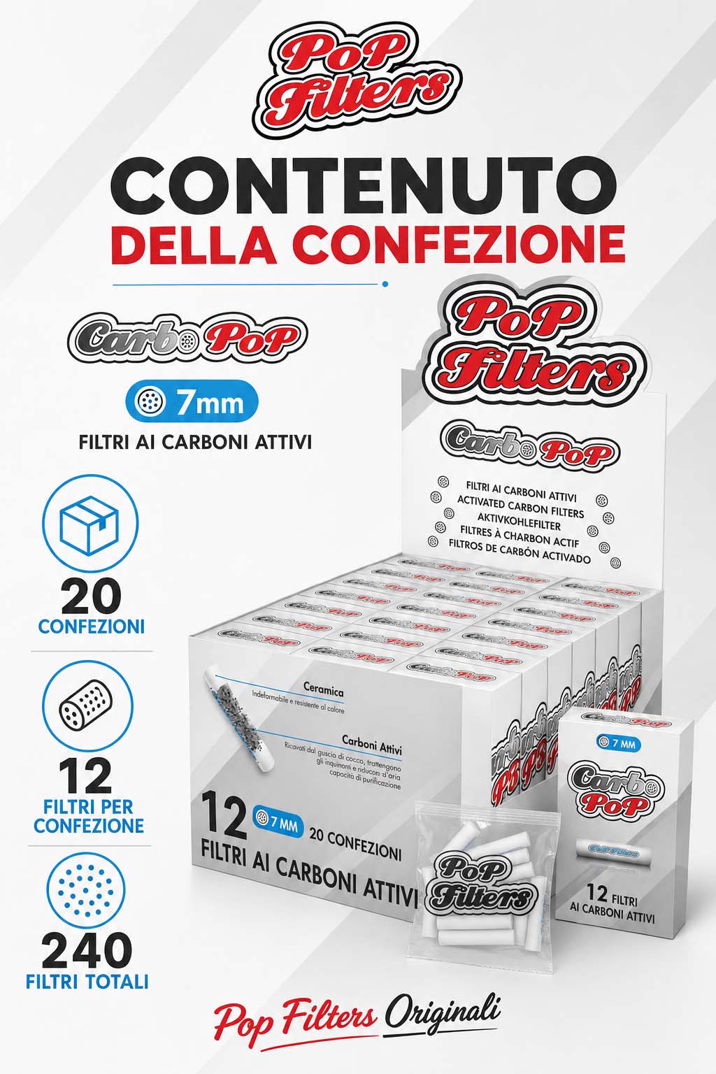 Filtri Pop Filters Carbo Pop 7mm Carboni Attivi | Maxi Scorta Box 20 Astucci1