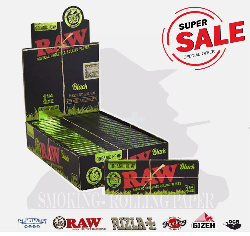 Cartine RAW organic hemp black corte 1 1/4 naturali 24 libretti