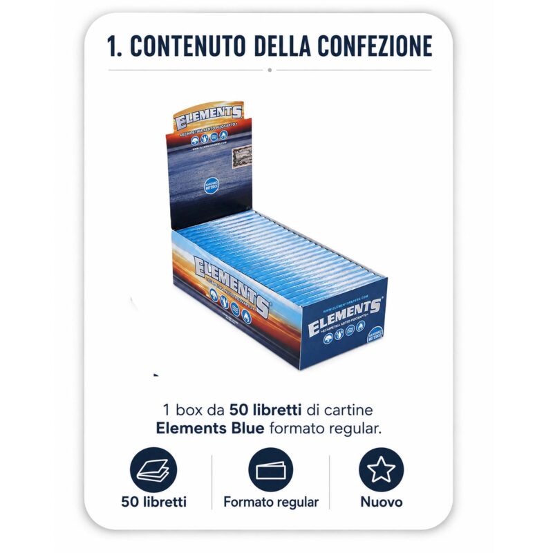 Cartine Elements Blue Corte Regular 50 Libretti