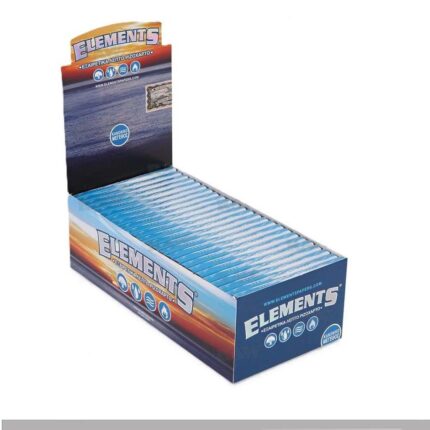 Box da 50 libretti cartine Elements Blue Corte Singole in carta di riso