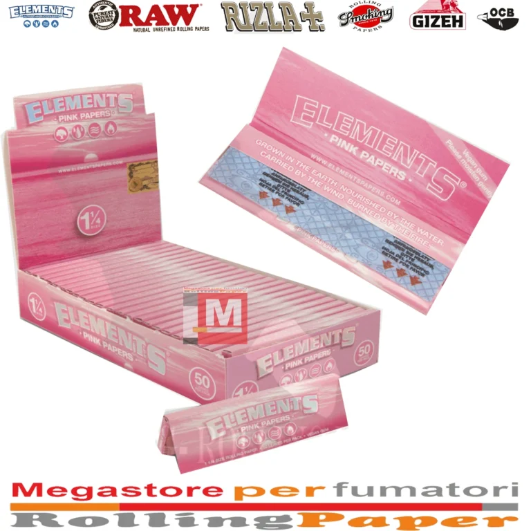 Cartine ELEMENTS Medium 1¼ Rosa Corte Pink Da 25 Libretti