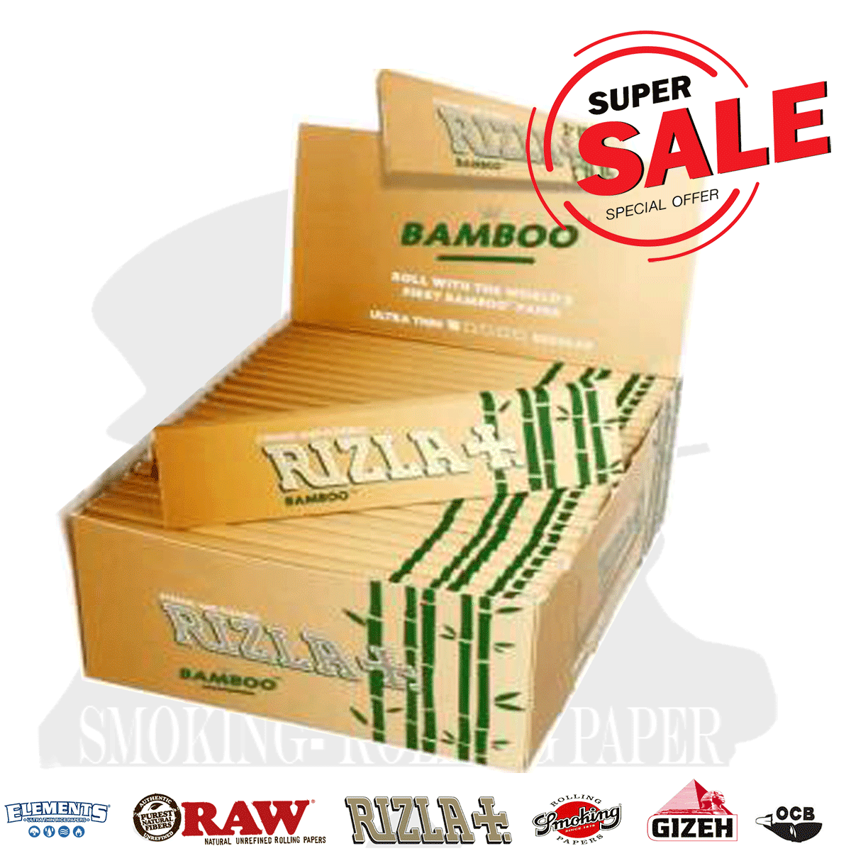 Rizla king size slim carta di bambù ecologica non sbiancata Cartine Rizla bamboo king size slim naturali lunghe 50 libretti