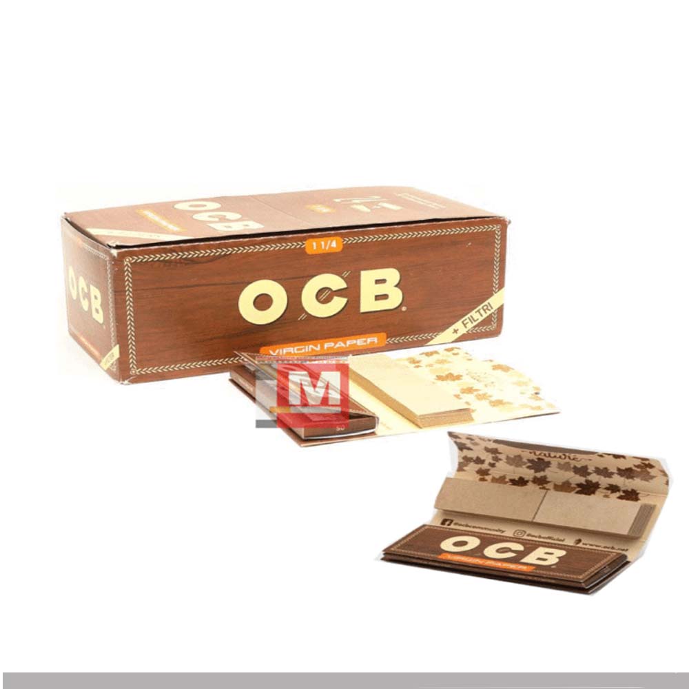 Cartine OCB Virgin Brown 1 1/4 con filtri in carta confezione da 24 libretti