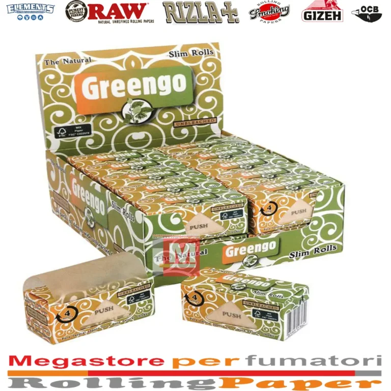 Cartine Greengo Rolls Slim Senza Cloro Non Sbiancato 4m 1 scatola (24 rotoli)