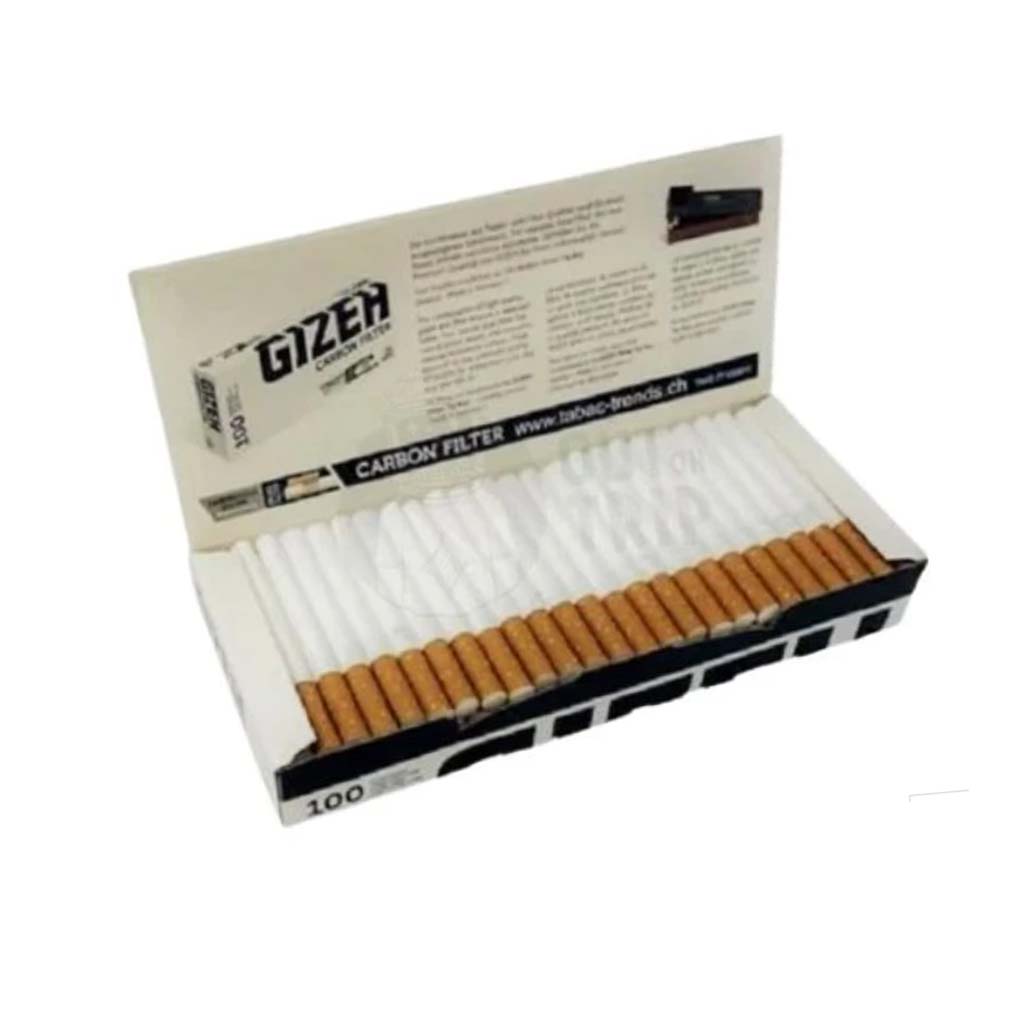 Gizeh Tubetti Carbone Attivo 8mm – 1 Box da 100 Tubi