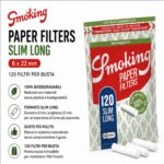 Smoking Filtri Paper Slim Lunghi in Carta 6 x 22mm