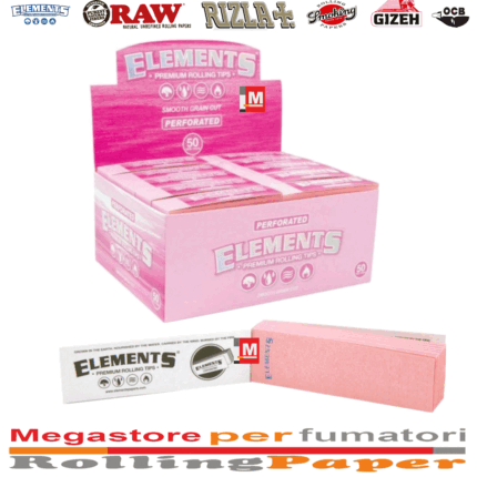 Filtri carta Elements tips rosa slim perforated 50 blocchetti