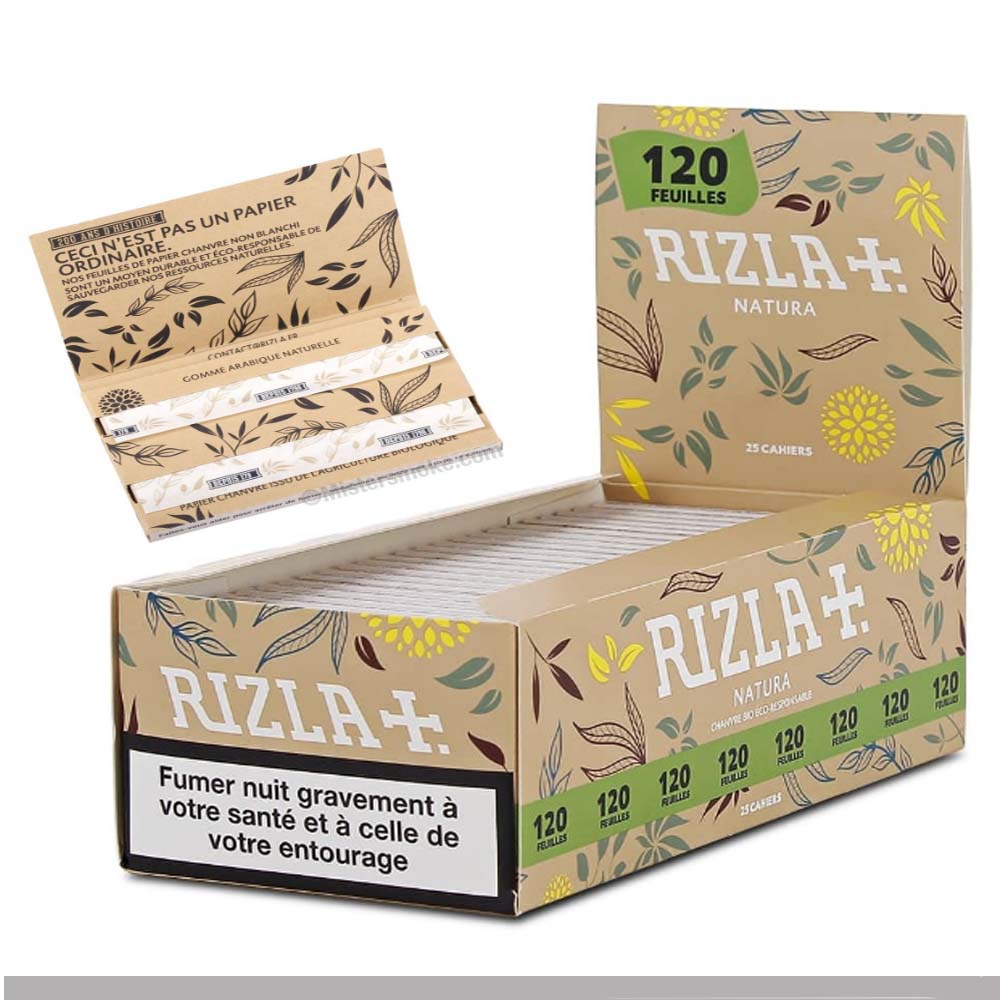Rizla Natura Regular Bio-Hanf Zigarettenpapier Box Doppelfenster 25 Heftchen
