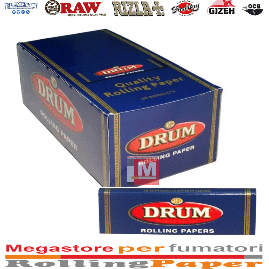 Drum Blau Regular Zigarettenpapier Box 50 Heftchen