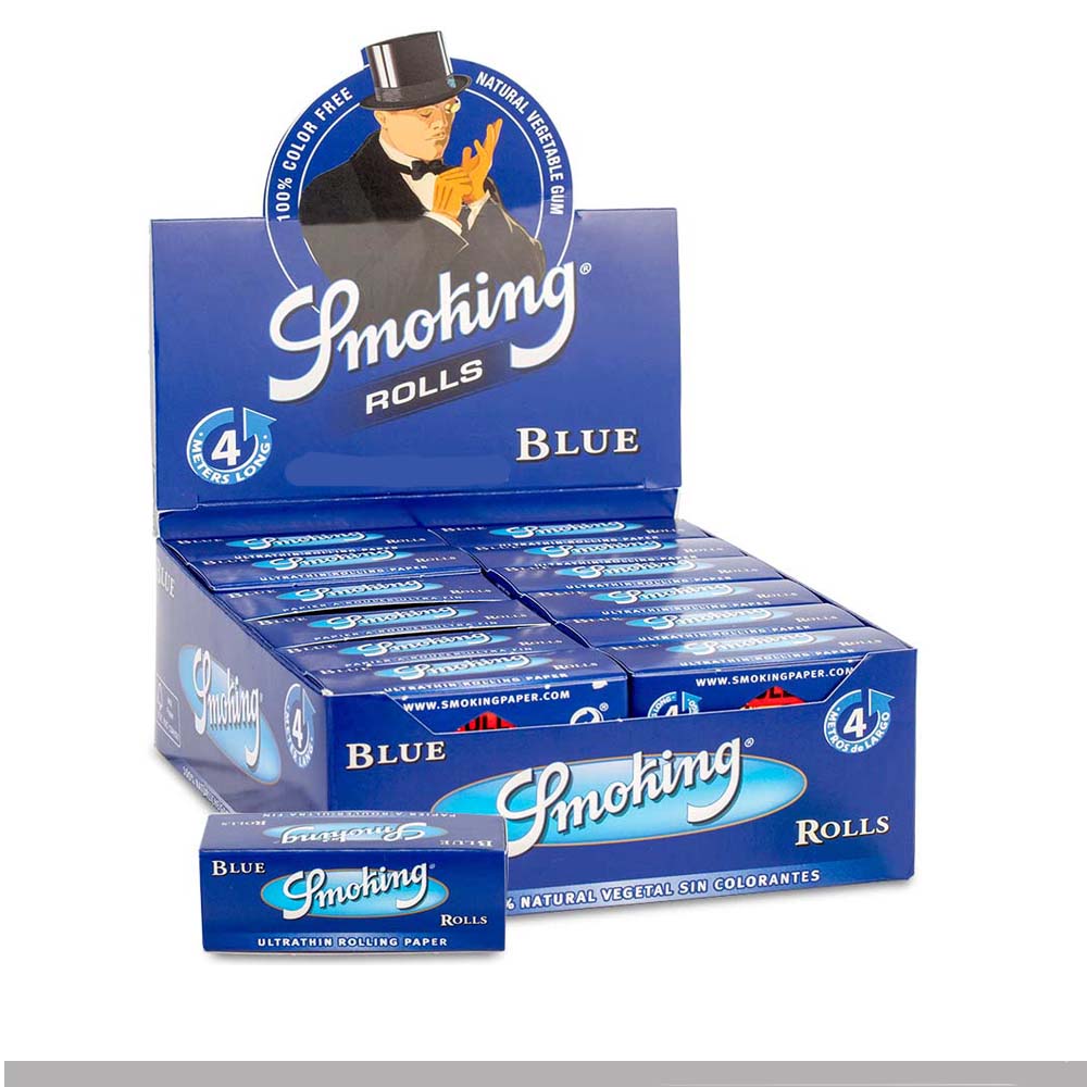 Smoking Blau Rolls Slim Endlospapier Box 24 Rollen