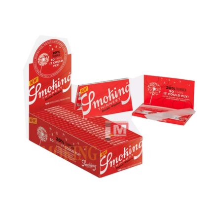 Smoking Rot Thinnest Regular Zigarettenpapier Box Doppelfenster 25 Heftchen