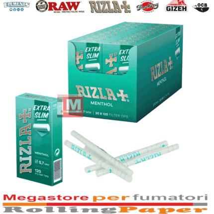 Rizla Menthol Ultra Slim Filtersticks 5.7mm Packung 20 Boxen