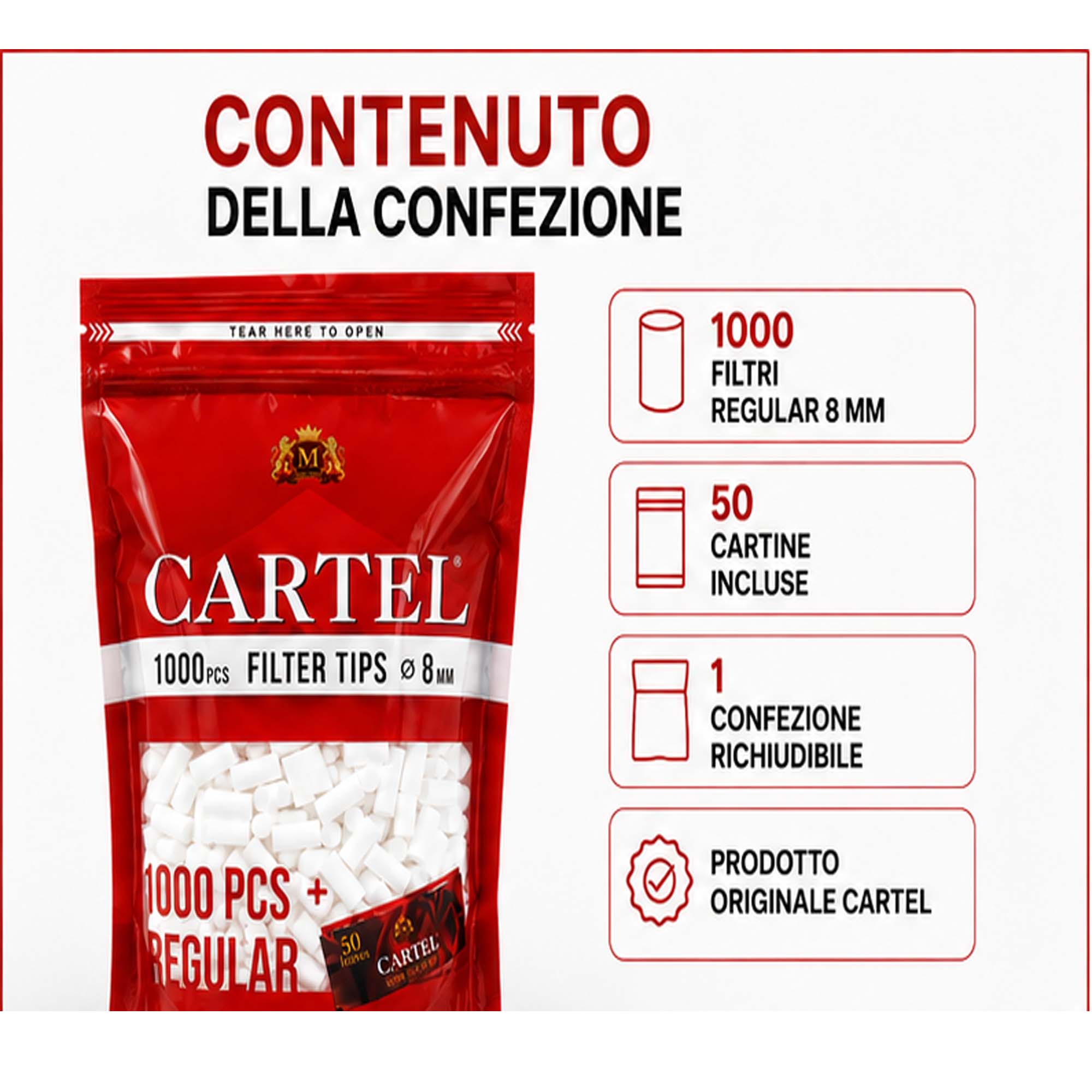 Filtri Cartel Regular 8mm Multipack – 3 Bustine da 1000 = 3.000 Filtrini 2