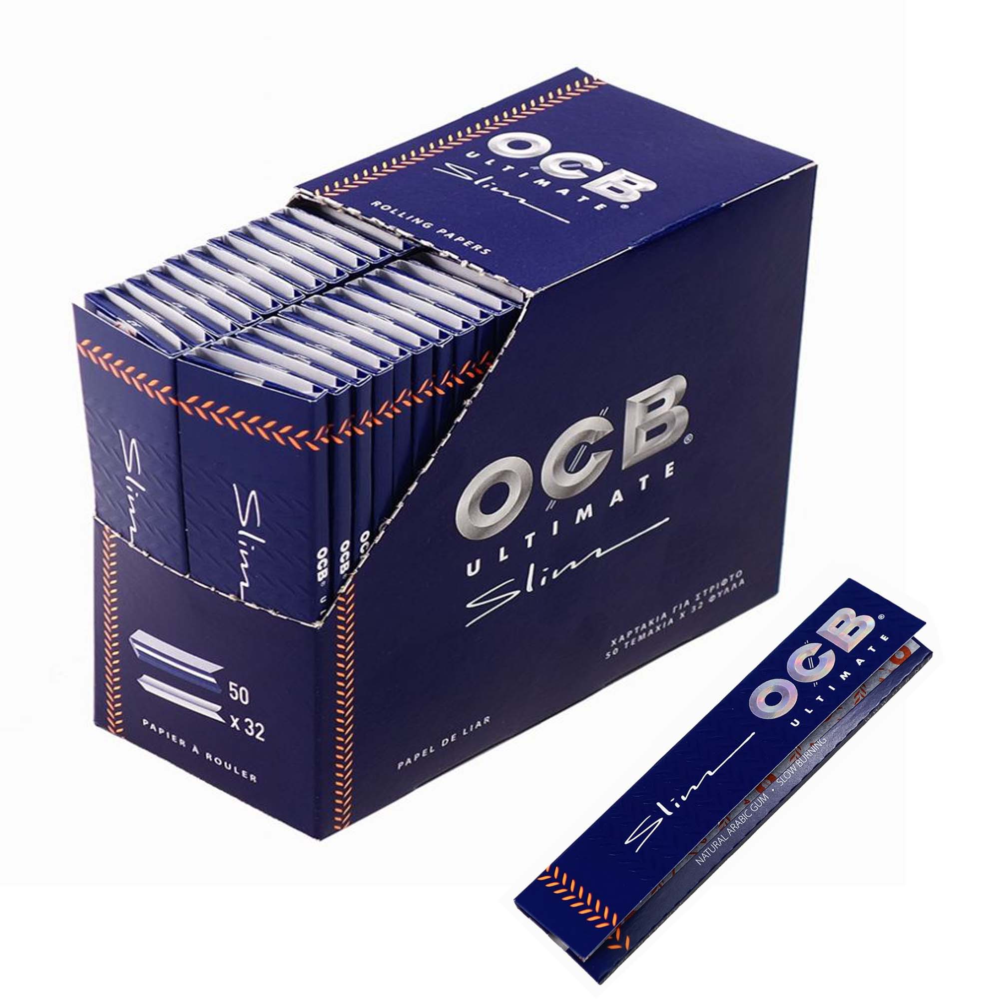 OCB Ultimate King Size Slim Longpapers Box 50 Heftchen