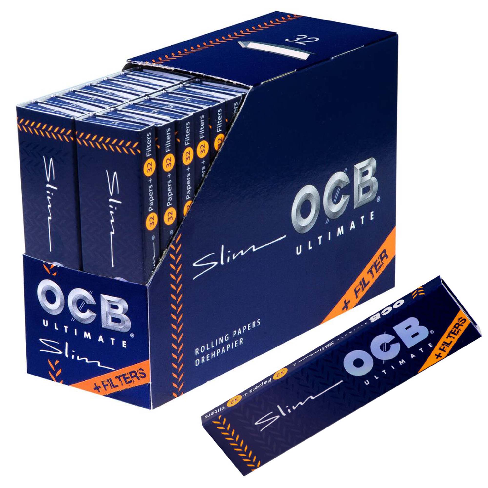 OCB Ultimate King Size Slim Longpapers mit Filter Tips Box 32 Heftchen
