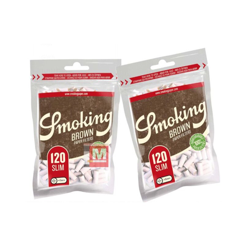 Smoking Braun Ungebleicht Slim Eindrehfilter 6mm Packung 10 Beutel
