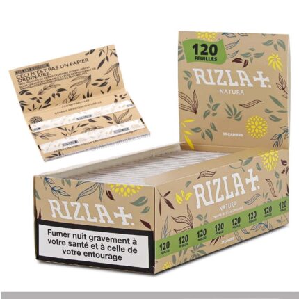 Rizla Natura Chanvre Bio Courtes Feuilles à rouler Double boîte présentoir de 25 carnets bio