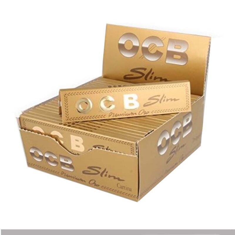 OCB Or King Size Slim Feuilles à rouler Premium Gold boîte présentoir de 50 carnets
