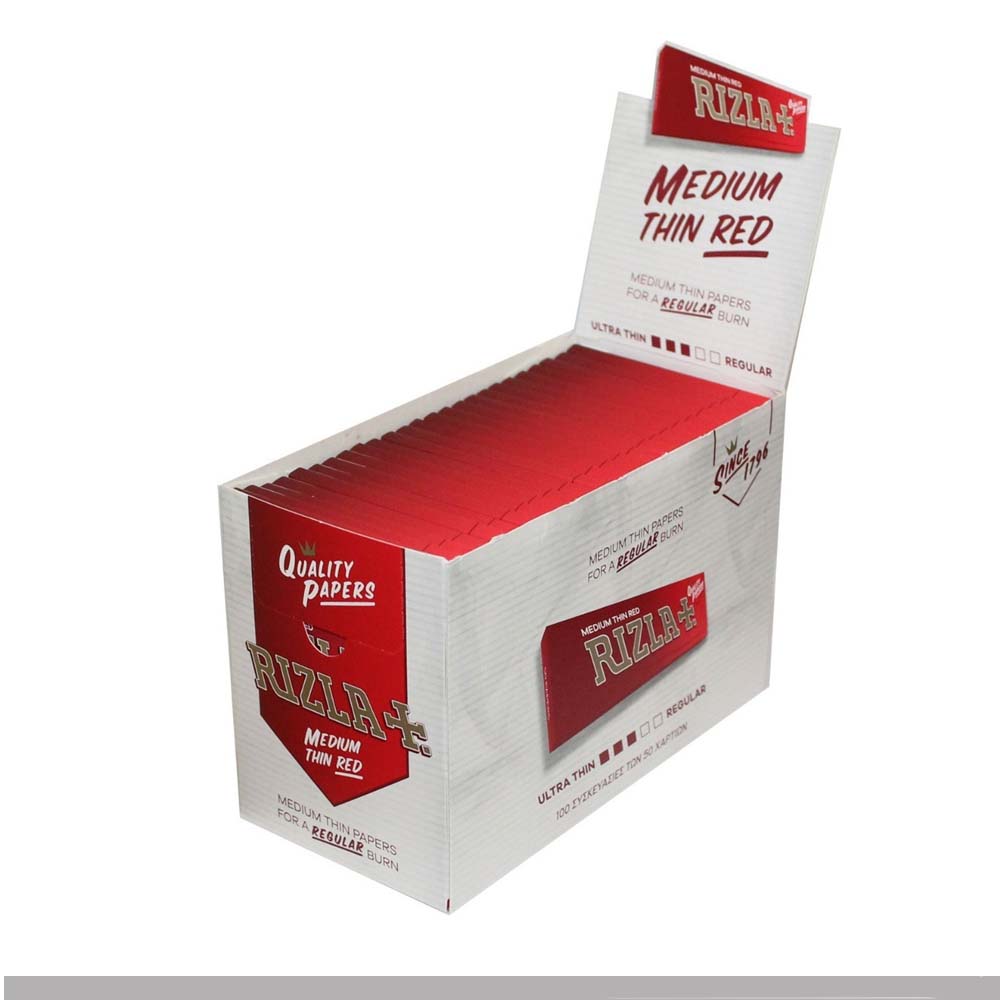 Rizla Rouge Courtes Feuilles à rouler Red boîte présentoir de 100 carnets rouge