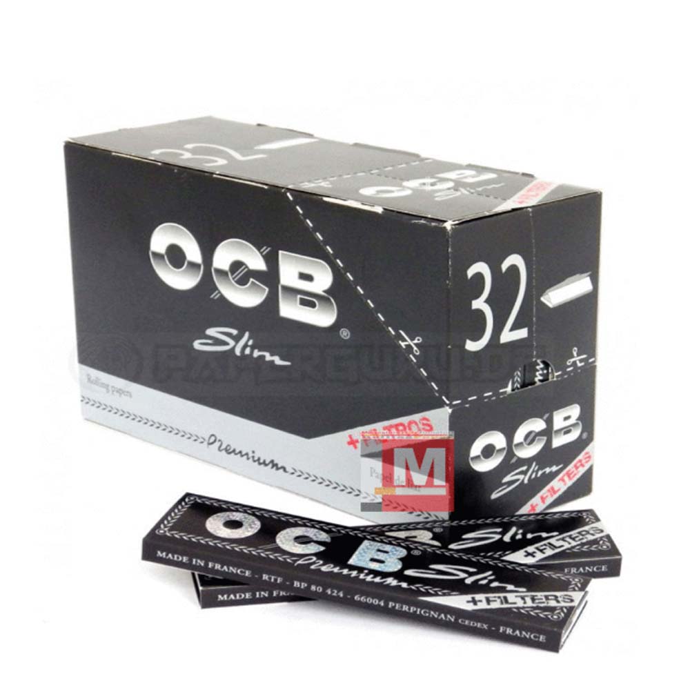 OCB Noir King Size Slim Feuilles + Filtres boîte présentoir de 32 carnets