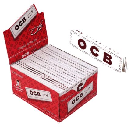 OCB Blanc King Size Slim Feuilles à Rouler Longues boîte présentoir de 50 carnets de 32 feuilles blanches