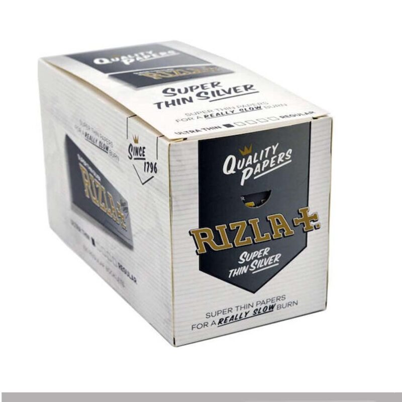 Rizla Argent Courtes Feuilles à rouler Silver boîte présentoir de 100 carnets