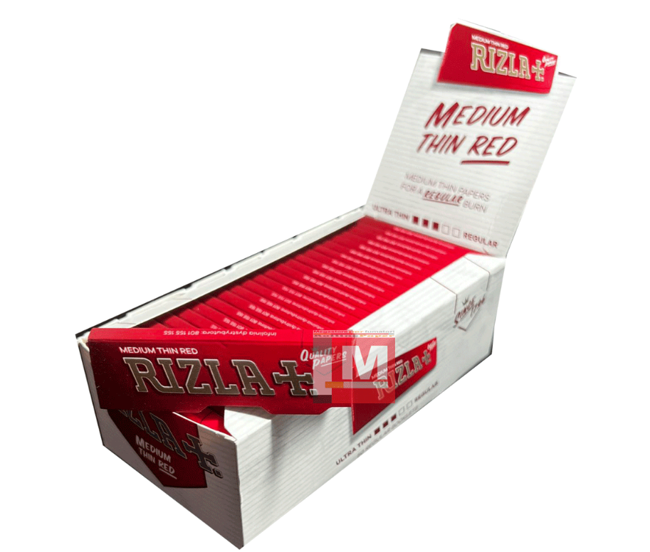 Rizla Rouge Courtes Feuilles à rouler Red boîte présentoir de 50 carnets rouge