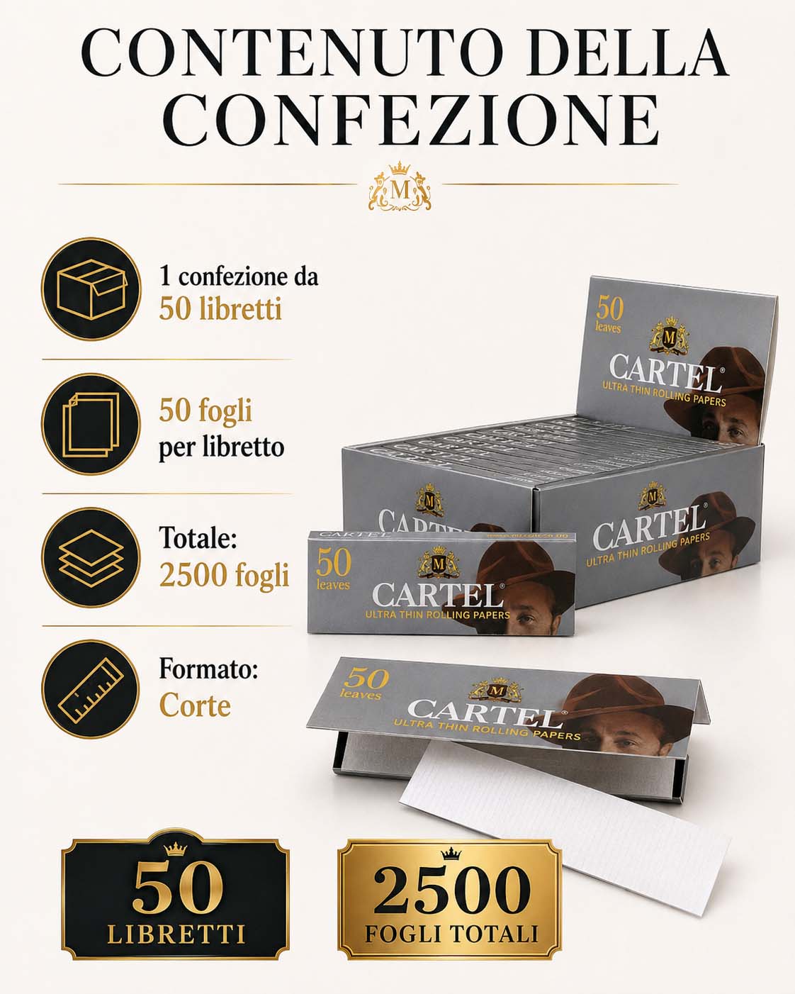 Cartine Cartel Argento Ultra Thin Silver Corte Regular – 50 Libretti Originali