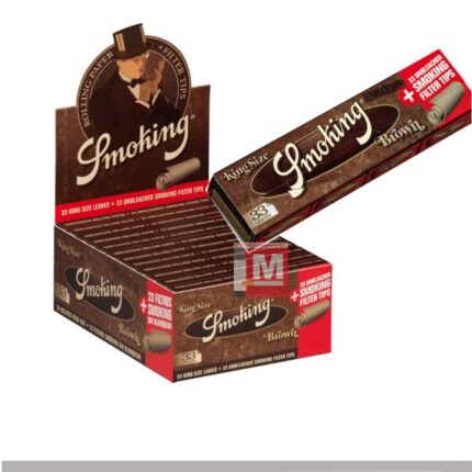 Smoking Brun Virgin King Size Slim Feuilles + Filtres boîte présentoir de 24 carnets unbleached
