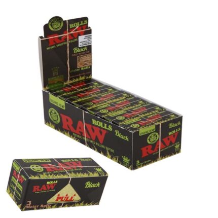 RAW Schwarz Organic Hemp Rolls Slim Endlospapier Box 12 Rollen