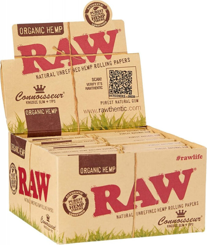 RAW Organic Bio-Hanf King Size Slim Longpapers mit Filter Tips Box 24 Heftchen