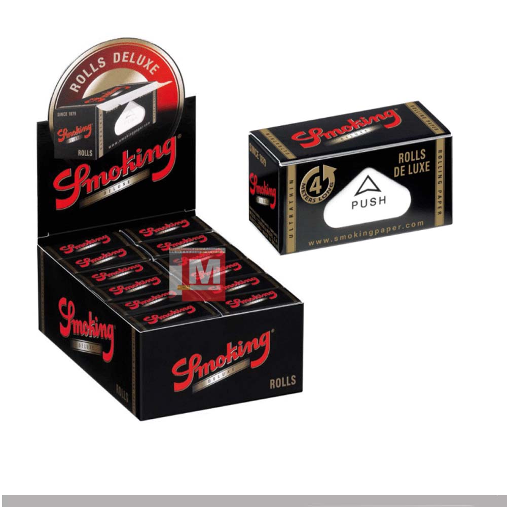 Smoking Schwarz Deluxe Rolls Slim Endlospapier Box 24 Rollen