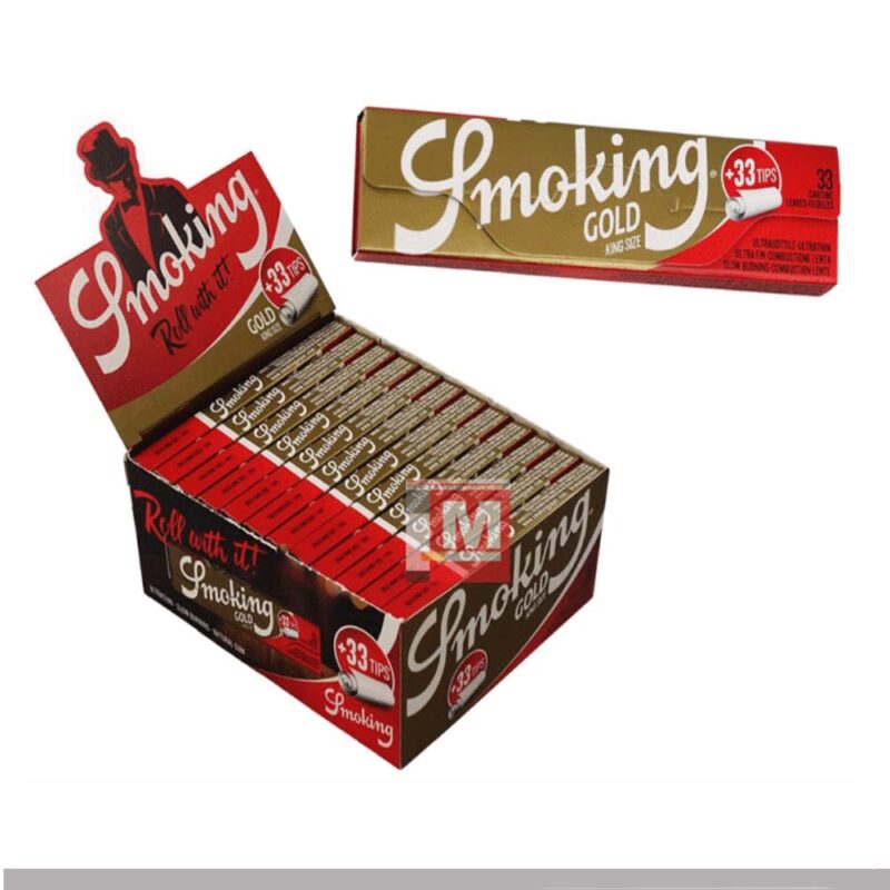 Smoking Gold King Size Slim Longpapers mit Filter Tips Box 24 Heftchen