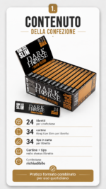Cartine Dark Horse Black Nero Lunghe King Size con Filtri in Carta – 24 Libretti Originali - immagine 2