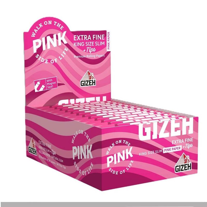 Gizeh Rosa Extra Fine King Size Slim Longpapers mit Filter Tips Box 26 Heftchen