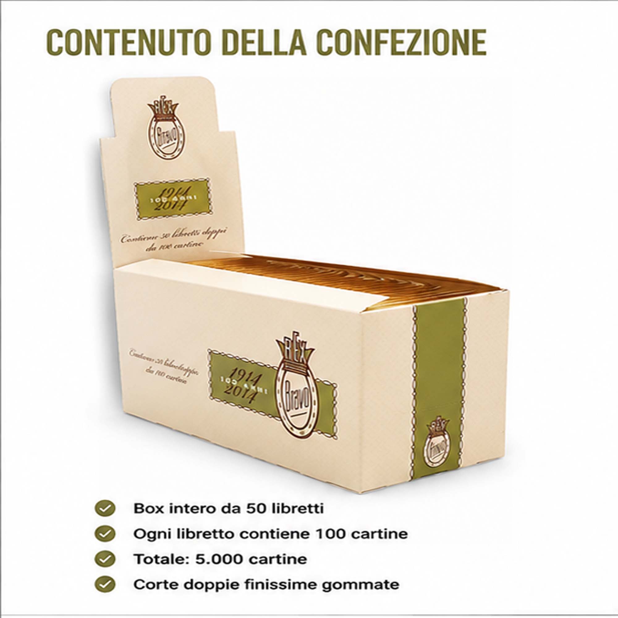Cartine REX Bravo Finissime Gommate Corte Doppie – 50 Libretti Originali