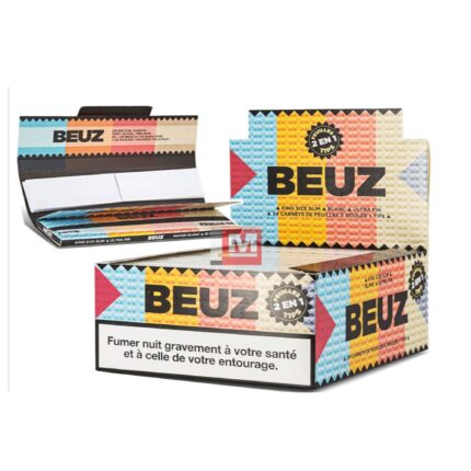 Beuz Himmelblau Ungebleicht King Size Slim Longpapers mit Filter Tips Box 24 Heftchen