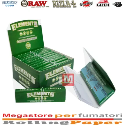 Elements Grün Eco Hanf King Size Slim Longpapers mit Filter Tips Box 24 Heftchen
